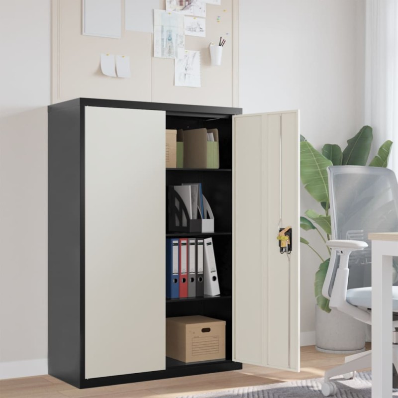 vidaXL Armario archivador de acero gris antracita y blanco 90x40x140cm