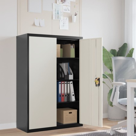 vidaXL Armario archivador de acero gris antracita y blanco 90x40x140cm