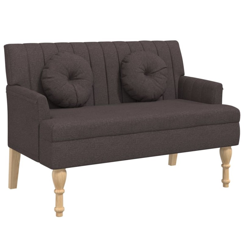 vidaXL Banco con cojines tela marrón oscuro 113x64,5x75,5 cm vidaXL Banco con cojines tela marrón oscuro 113x64,5x75,5 cm