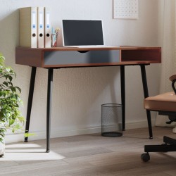 vidaXL Escritorio ordenador cajón madera ingeniería marrón 110x50x75cm
