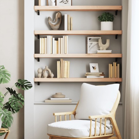 vidaXL Estante de pared madera maciza de haya 80x20x4 cm