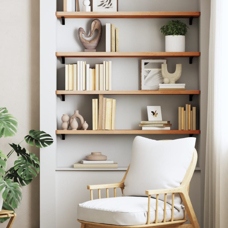 vidaXL Estante de pared madera maciza de haya 80x20x2,5 cm vidaXL Estante de pared madera maciza de haya 80x20x2,5 cm