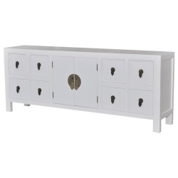 vidaXL Mueble de TV madera contrachapada blanco 110x24x48 cm