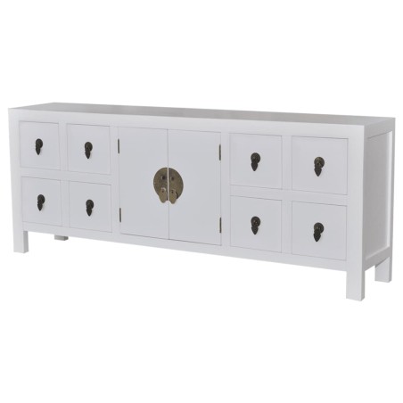 vidaXL Mueble de TV madera contrachapada blanco 110x24x48 cm