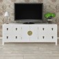 vidaXL Mueble de TV madera contrachapada blanco 110x24x48 cm vidaXL Mueble de TV madera contrachapada blanco 110x24x48 cm