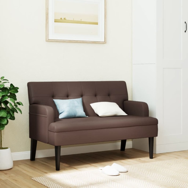 vidaXL Banco con respaldo cuero sintético marrón 112x65,5x75 cm vidaXL Banco con respaldo cuero sintético marrón 112x65,5x75 cm