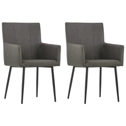 vidaXL Sillas de comedor con reposabrazos 2 unidades tela gris topo 