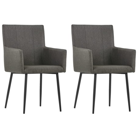 vidaXL Sillas de comedor con reposabrazos 2 unidades tela gris topo 