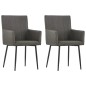 vidaXL Sillas de comedor con reposabrazos 2 unidades tela gris topo vidaXL Sillas de comedor con reposabrazos 2 unidades tela gris topo