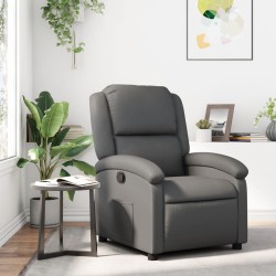 vidaXL Sillón reclinable de cuero sintético gris