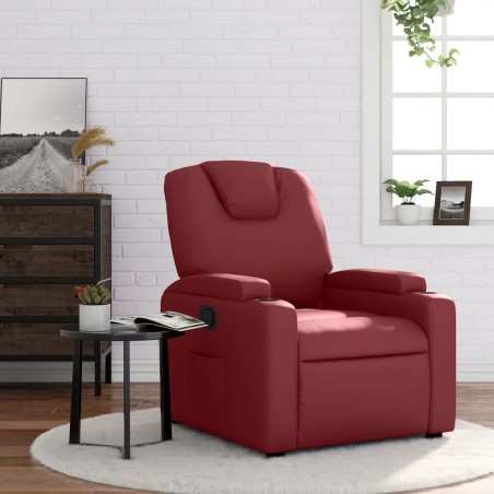 vidaXL Sillón reclinable de cuero sintético rojo tinto
