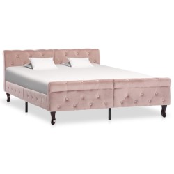 vidaXL Estructura de cama de terciopelo rosa 140x200 cm