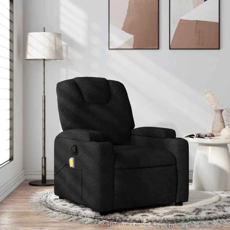 vidaXL Sillón reclinable de masaje de tela negro vidaXL Sillón reclinable de masaje de tela negro