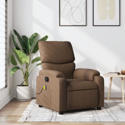 vidaXL Sillón reclinable con masaje de tela marrón
