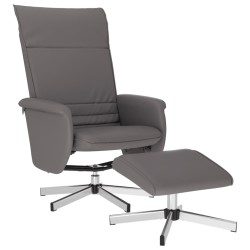 vidaXL Sillón reclinable con reposapiés cuero sintético gris