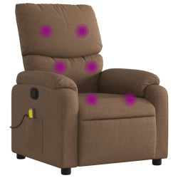 vidaXL Sillón reclinable con masaje de tela marrón