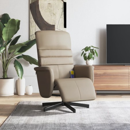 vidaXL Sillón reclinable masaje reposapiés cuero sintético capuchino