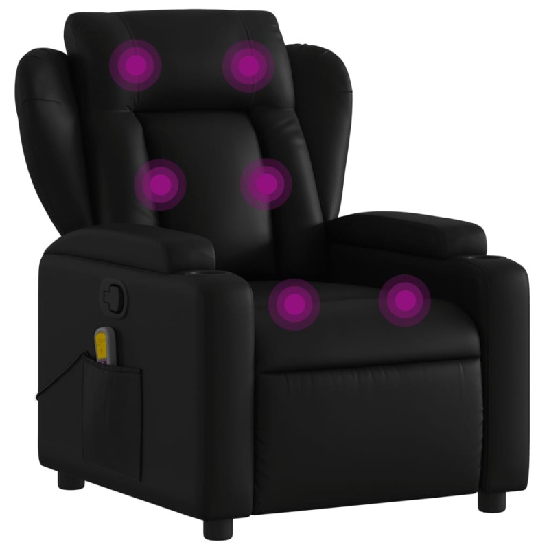 vidaXL Sillón de masaje reclinable cuero sintético negro vidaXL Sillón de masaje reclinable cuero sintético negro