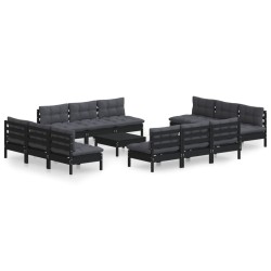 vidaXL Muebles de jardín 13 pzas con cojines antracita madera de pino
