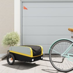 vidaXL Remolque para bicicleta hierro negro y amarillo 30 kg