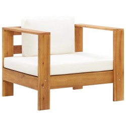 vidaXL Silla de jardín con cojín madera maciza de acacia color crema 