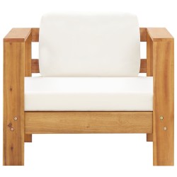 vidaXL Silla de jardín con cojín madera maciza de acacia color crema 
