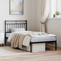 vidaXL Estructura de cama con cabecero metal negro 90x200 cm