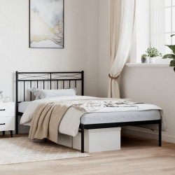 vidaXL Estructura de cama con cabecero metal negro 100x200 cm