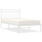 vidaXL Estructura de cama de metal con cabecero blanco 100x190 cm vidaXL Estructura de cama de metal con cabecero blanco 100x190 cm