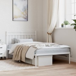 vidaXL Estructura de cama de metal con cabecero blanco 107x203 cm