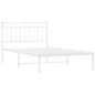 vidaXL Estructura de cama de metal con cabecero blanco 107x203 cm vidaXL Estructura de cama de metal con cabecero blanco 107x203 cm