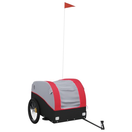 vidaXL Remolque para bicicleta hierro negro y rojo 45 kg