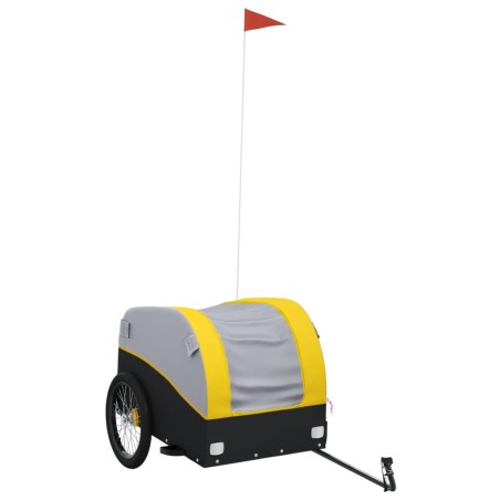 vidaXL Remolque para bicicleta hierro negro y amarillo 45 kg