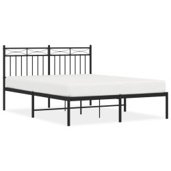 vidaXL Estructura de cama con cabecero metal negro 135x190 cm