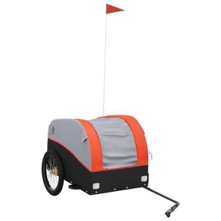 vidaXL Remolque para bicicleta hierro negro y naranja 45 kg