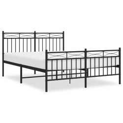 vidaXL Estructura de cama cabecero y pie de cama metal negro 135x190cm