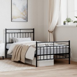 vidaXL Estructura de cama con cabecero y estribo metal negro 100x190cm
