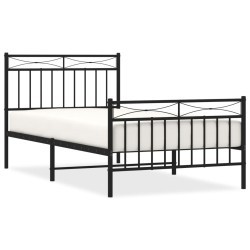 vidaXL Estructura de cama con cabecero y estribo metal negro 100x190cm