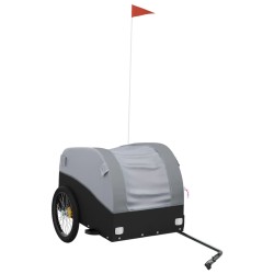 vidaXL Remolque para bicicleta hierro negro y gris 45 kg