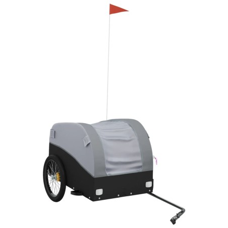 vidaXL Remolque para bicicleta hierro negro y gris 45 kg