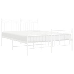 vidaXL Estructura cama metal con cabecero y estribo blanco 135x190 cm