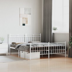 vidaXL Estructura cama metal con cabecero y estribo blanco 150x200 cm