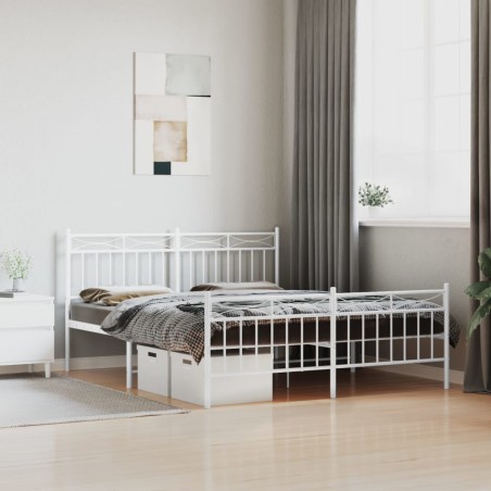 vidaXL Estructura cama metal con cabecero y estribo blanco 150x200 cm