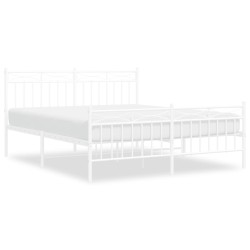 vidaXL Estructura cama metal con cabecero y estribo blanco 150x200 cm
