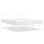 vidaXL Estructura cama metal con cabecero y estribo blanco 150x200 cm vidaXL Estructura cama metal con cabecero y estribo blanco 150x200 cm