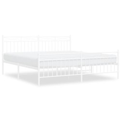 vidaXL Estructura cama metal con cabecero y estribo blanco 180x200 cm