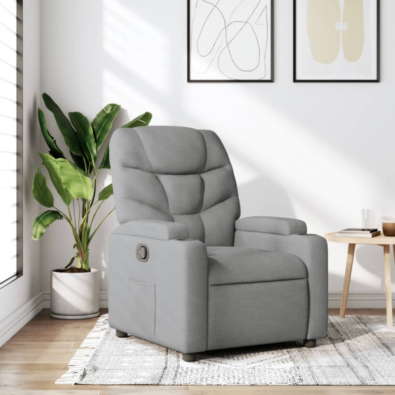 vidaXL Sillón reclinable de tela gris claro vidaXL Sillón reclinable de tela gris claro