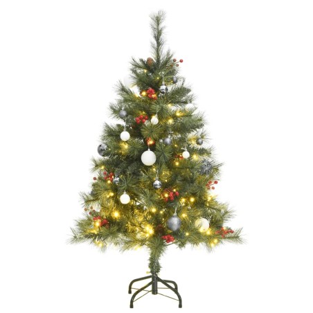vidaXL Árbol de Navidad artificial con bisagras 150 LED y bolas 150 cm