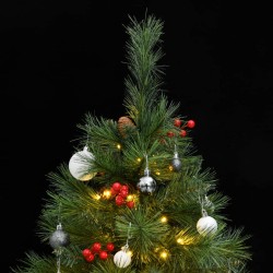 vidaXL Árbol de Navidad artificial con bisagras 150 LED y bolas 150 cm