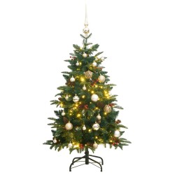 vidaXL Árbol de Navidad artificial con bisagras 150 LED y bolas 150 cm